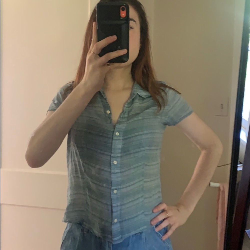 Striped button down t-shirt